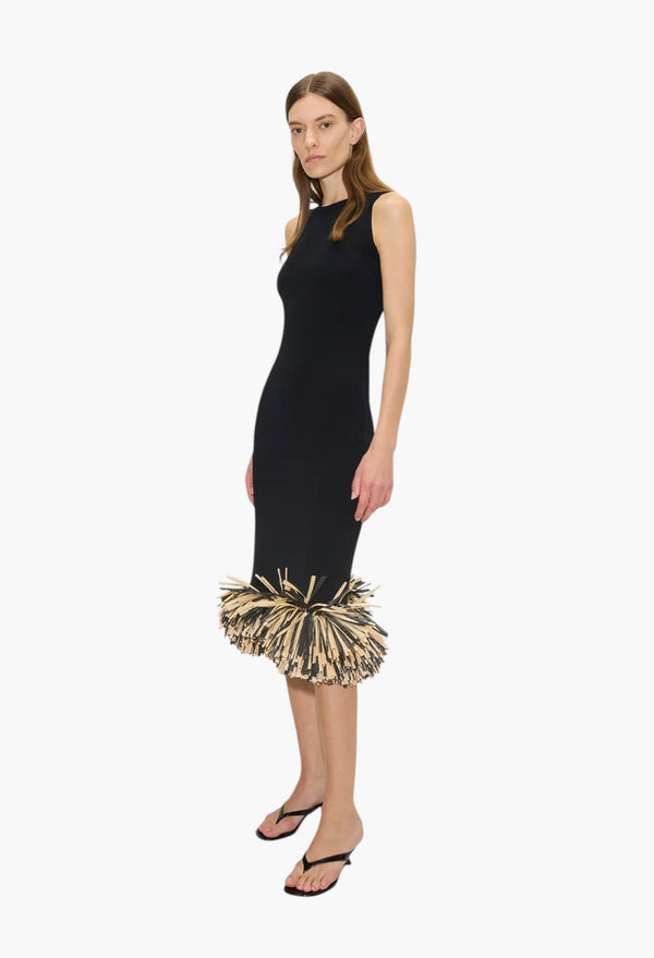 Black - Boa Rafia Midi Dress