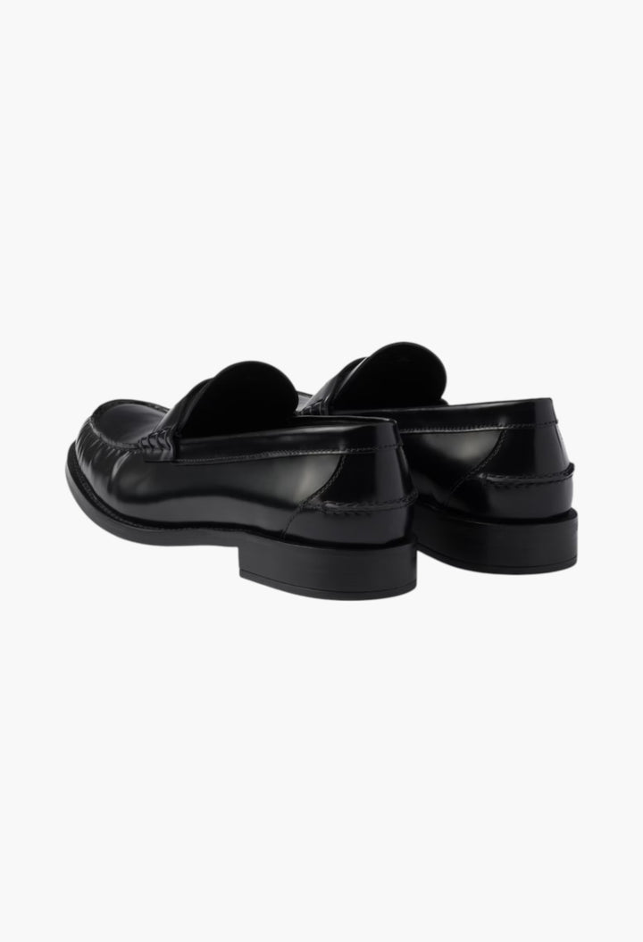 Black - Brushed Leather Loafers - GLAM MODA