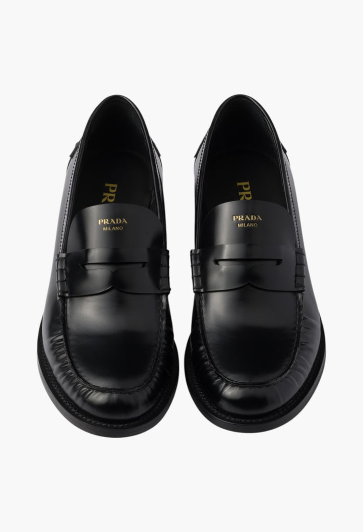 Black - Brushed Leather Loafers - GLAM MODA