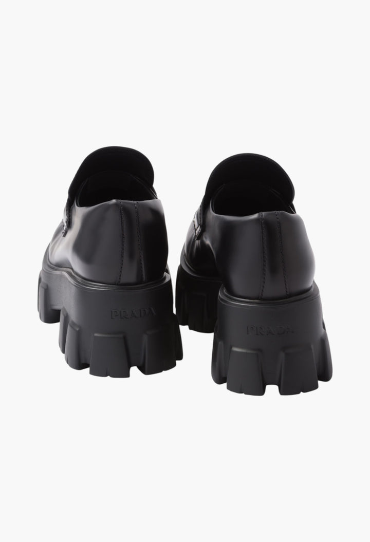Black - Brushed Leather Monolith Loafers - GLAM MODA