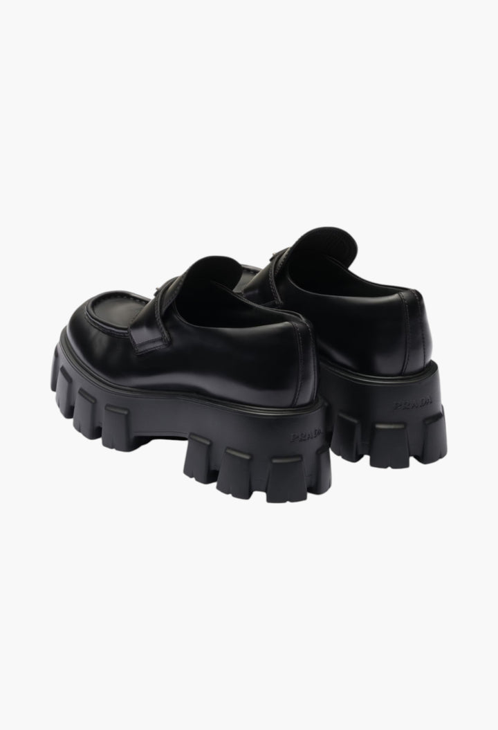 Black - Brushed Leather Monolith Loafers - GLAM MODA