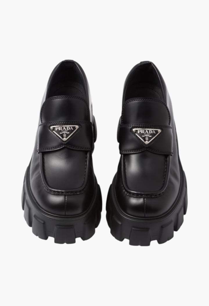 Black - Brushed Leather Monolith Loafers - GLAM MODA