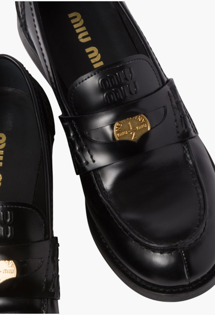 Black - Brushed Leather Penny Loafers - GLAM MODA