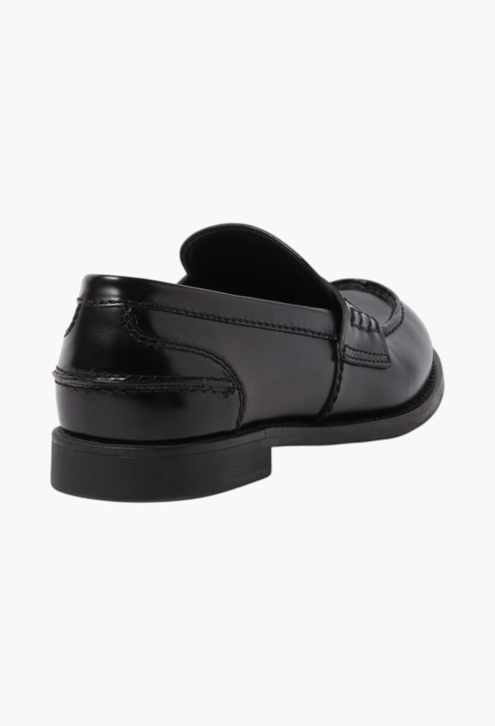 Black - Brushed Leather Penny Loafers - GLAM MODA
