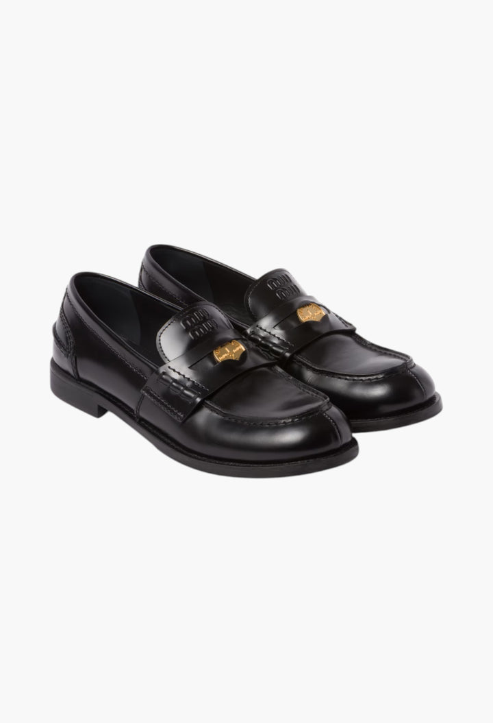 Black - Brushed Leather Penny Loafers - GLAM MODA