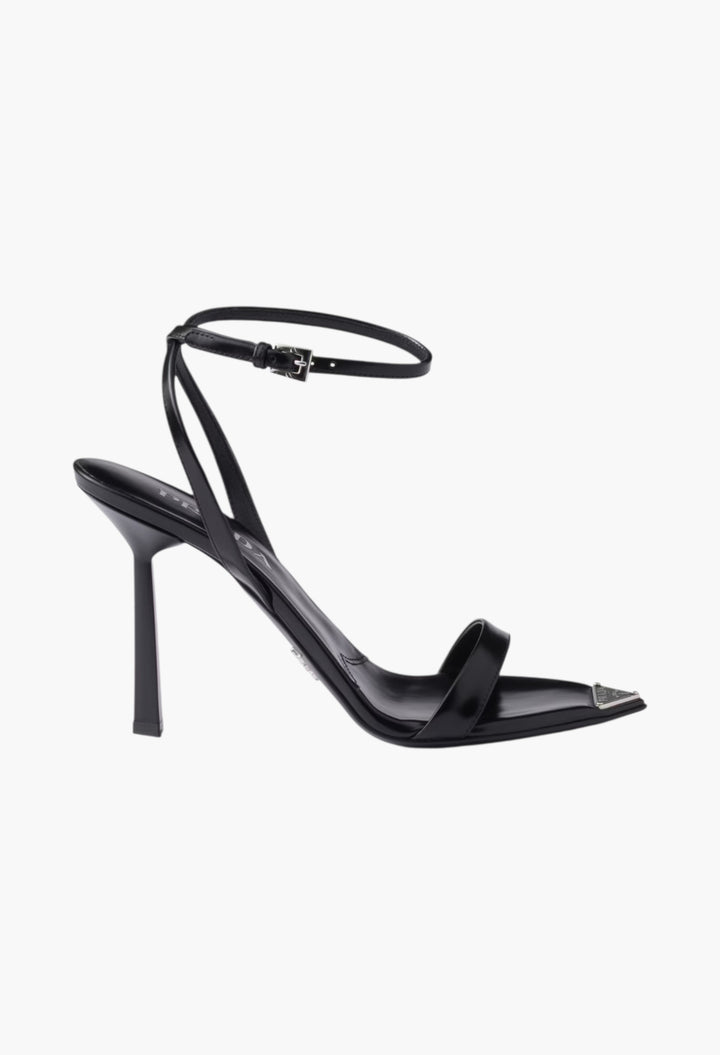 Black - Brushed Leather Sandals - GLAM MODA