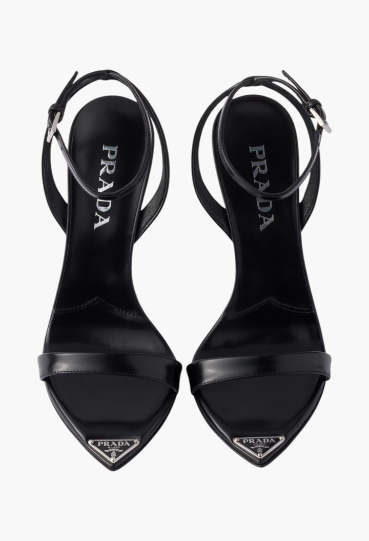 Black - Brushed Leather Sandals - GLAM MODA
