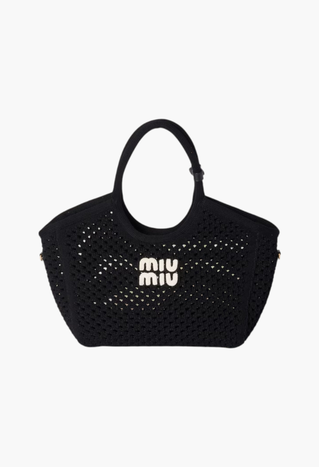 Black/Chalk White - IVY Cotton Mesh Tote Bag - GLAM MODA