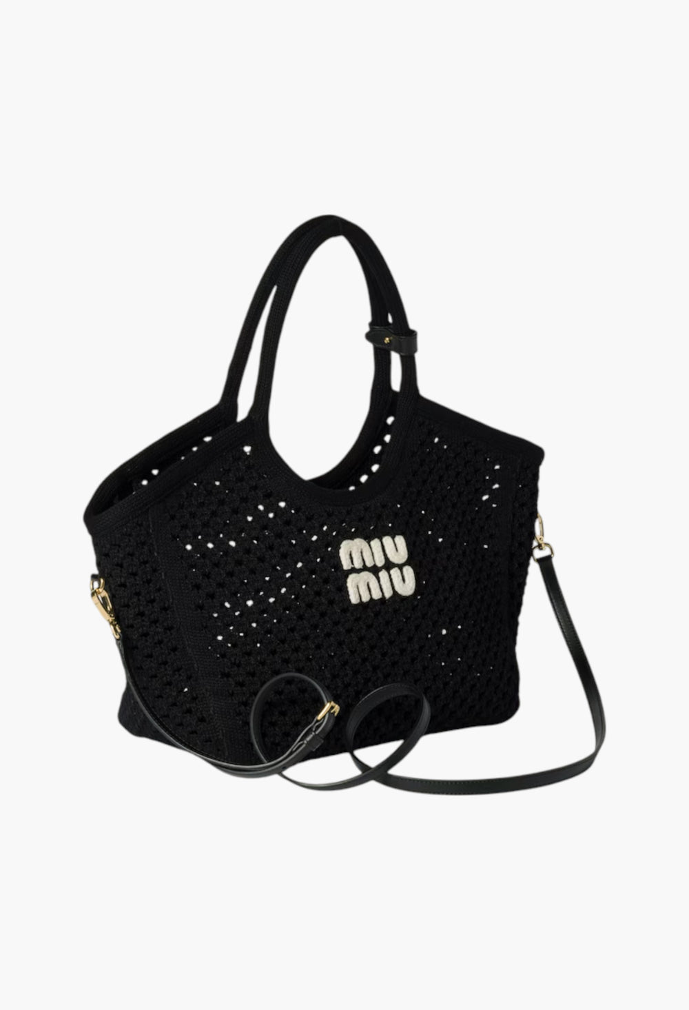 Black/Chalk White - IVY Cotton Mesh Tote Bag - GLAM MODA