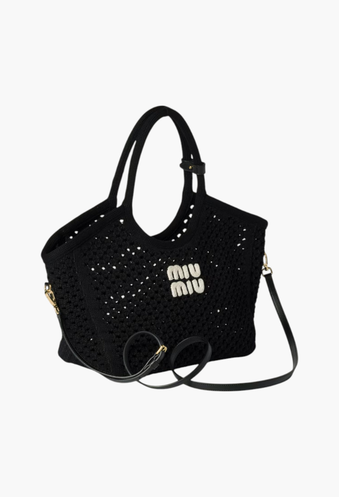 Black/Chalk White - IVY Cotton Mesh Tote Bag - GLAM MODA