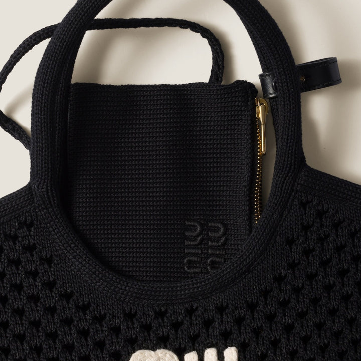 Black/Chalk White - IVY Cotton Mesh Tote Bag - GLAM MODA