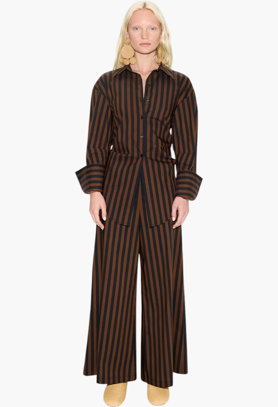 Black/Choco Brown Stripe - Toni Poplin Pant - GLAM MODA