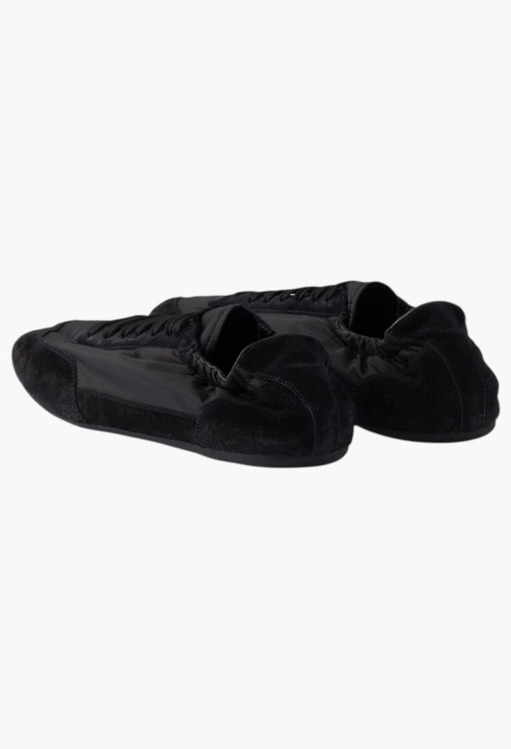 Black - Collapse Re-Nylon And Suede Sneakers - GLAM MODA