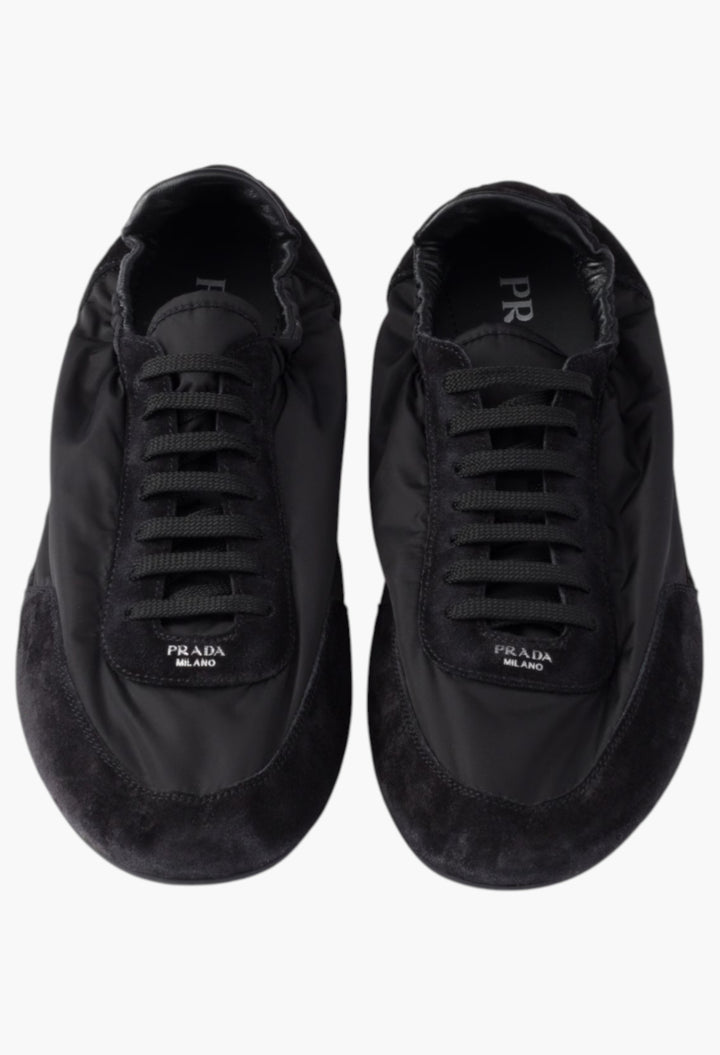 Black - Collapse Re-Nylon And Suede Sneakers - GLAM MODA