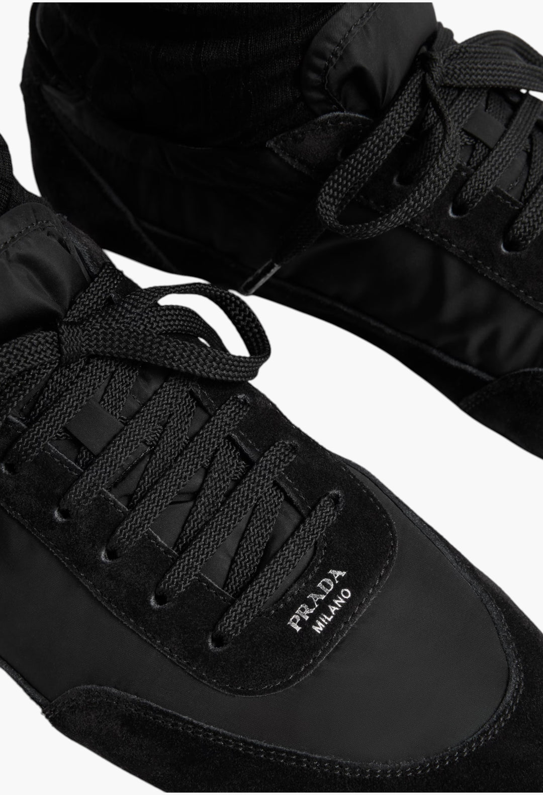 Black - Collapse Re-Nylon And Suede Sneakers - GLAM MODA