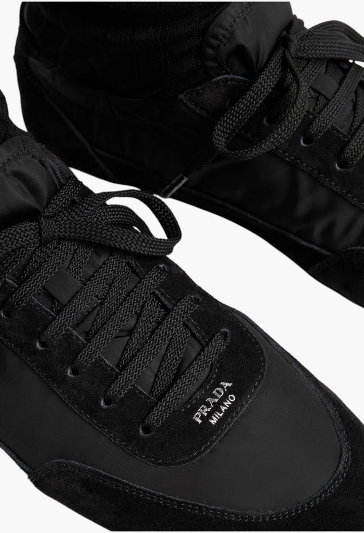 Black - Collapse Re-Nylon And Suede Sneakers - GLAM MODA
