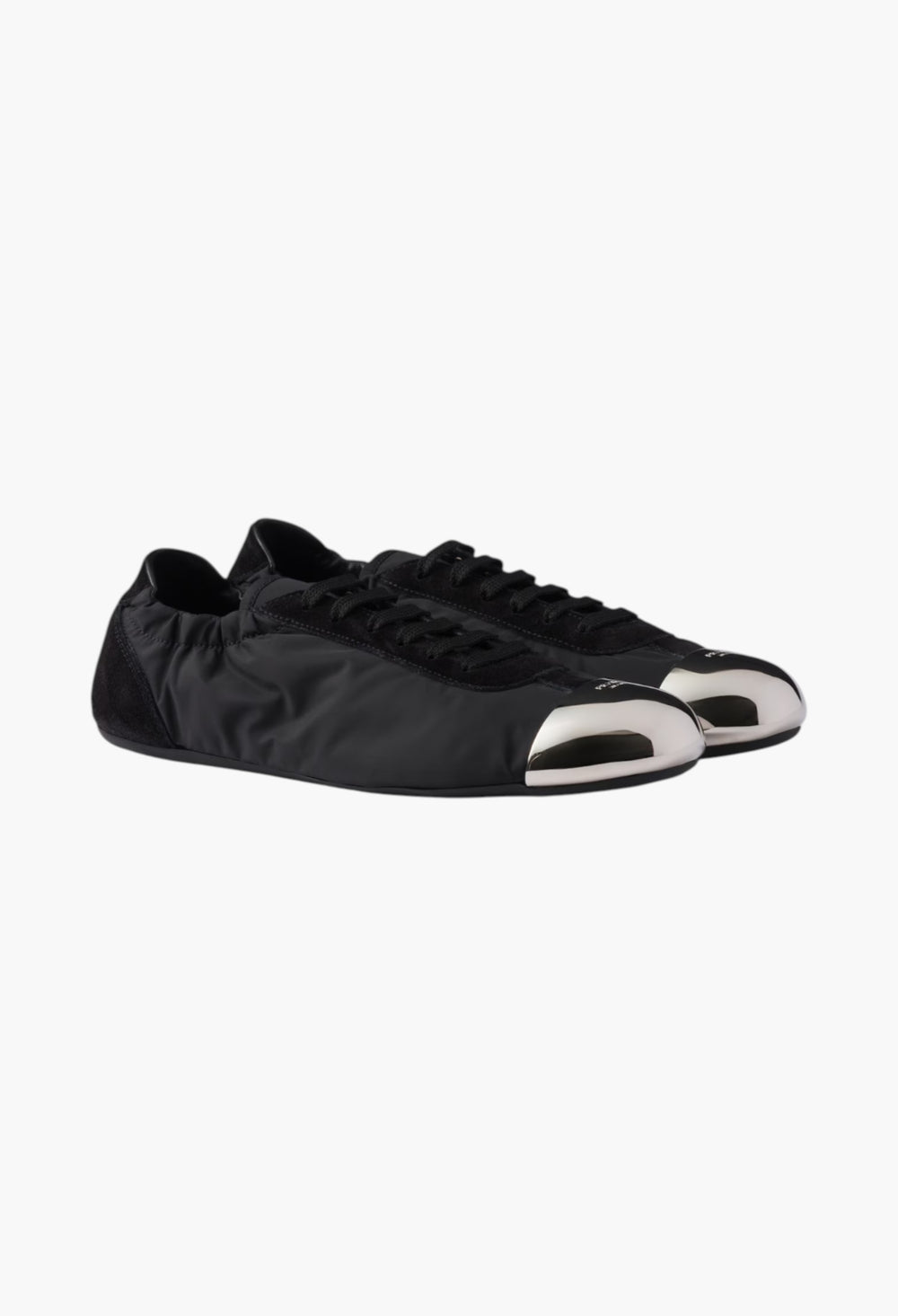 Black - Collapse Re-Nylon And Suede Sneakers With Metal Toecap - GLAM MODA