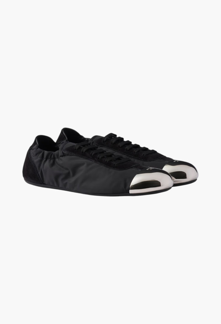 Black - Collapse Re-Nylon And Suede Sneakers With Metal Toecap - GLAM MODA