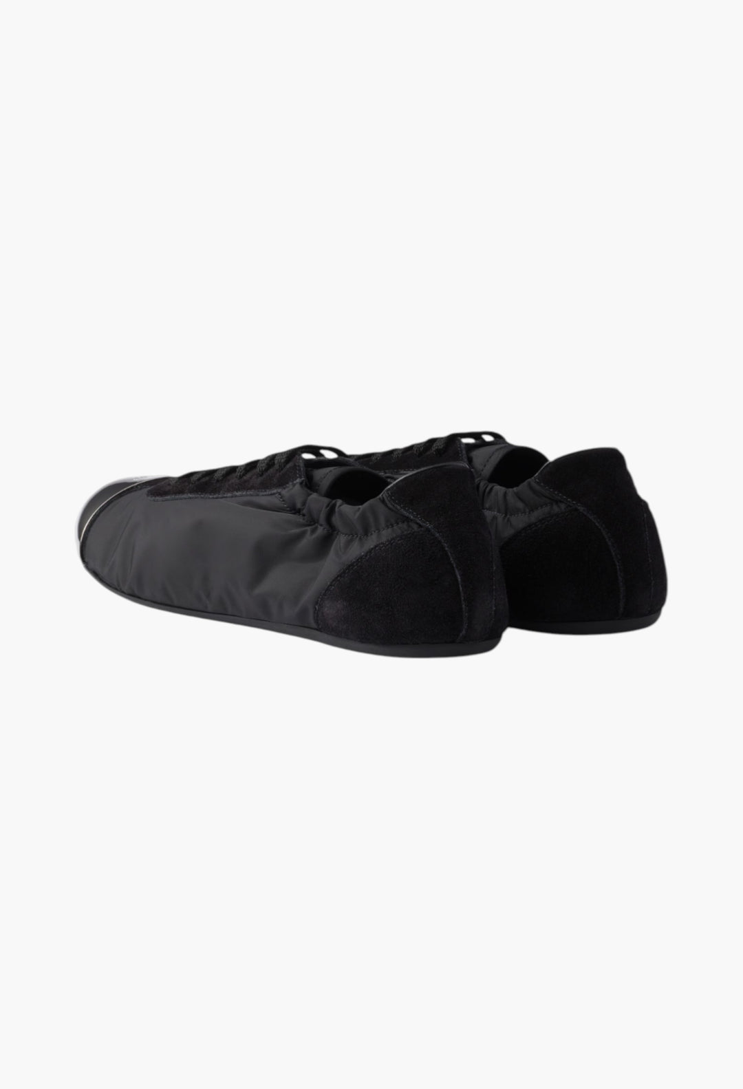 Black - Collapse Re-Nylon And Suede Sneakers With Metal Toecap - GLAM MODA