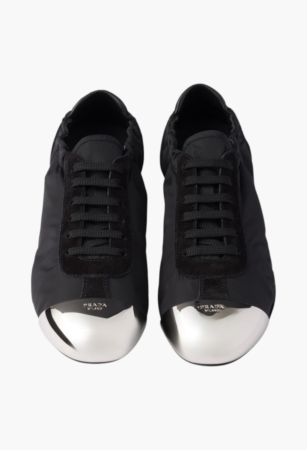 Black - Collapse Re-Nylon And Suede Sneakers With Metal Toecap - GLAM MODA