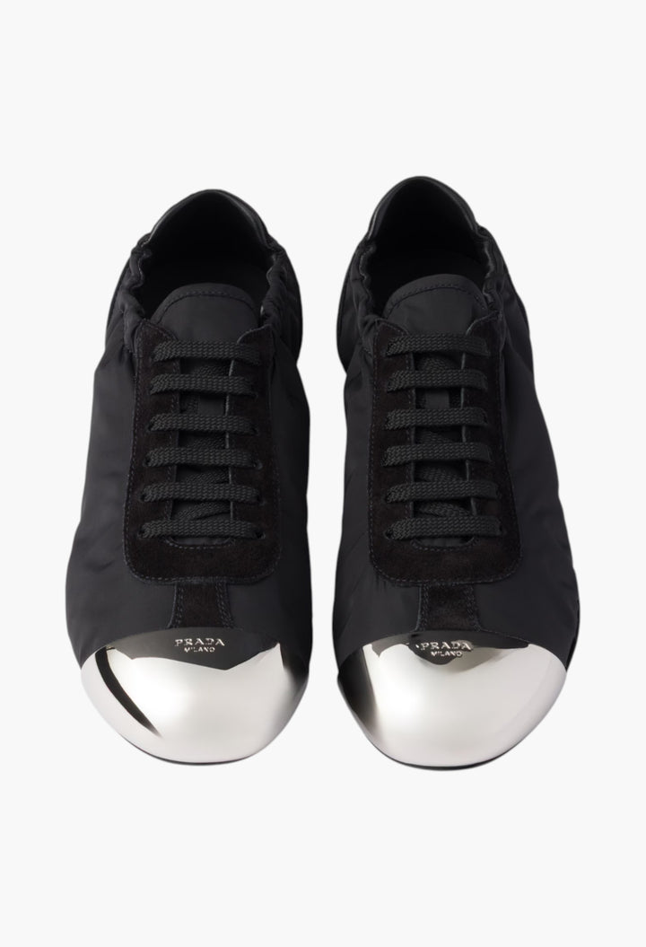 Black - Collapse Re-Nylon And Suede Sneakers With Metal Toecap - GLAM MODA
