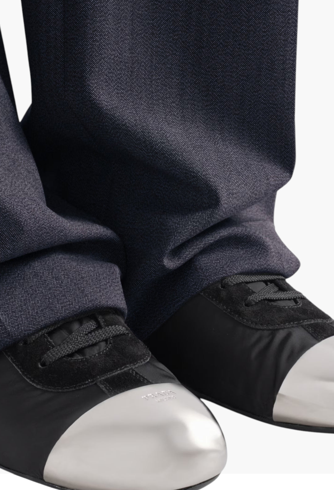 Black - Collapse Re-Nylon And Suede Sneakers With Metal Toecap - GLAM MODA