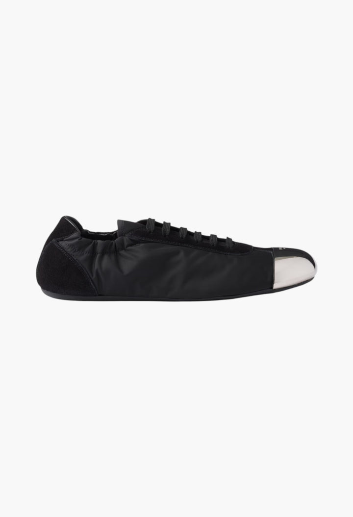 Black - Collapse Re-Nylon And Suede Sneakers With Metal Toecap - GLAM MODA
