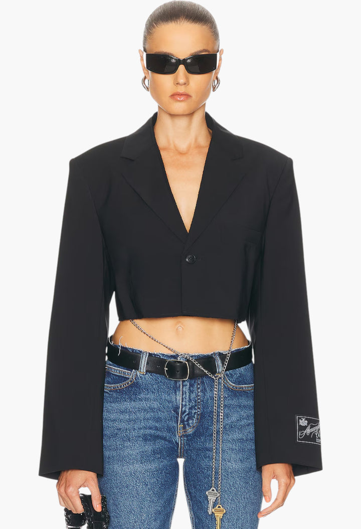 Black - Cropped Blazer - GLAM MODA