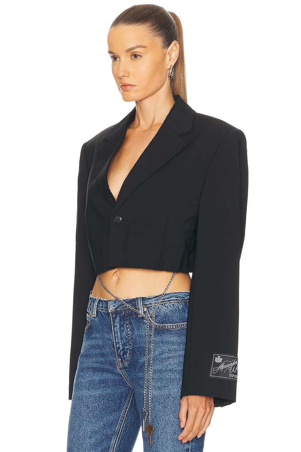 Black - Cropped Blazer - GLAM MODA