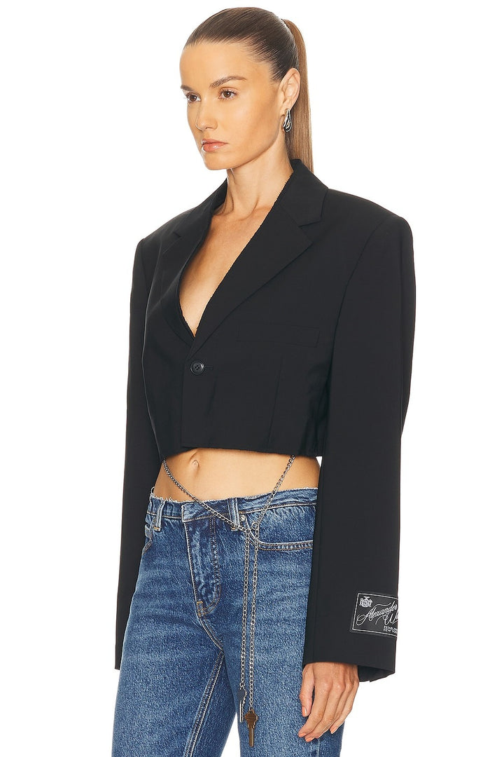 Black - Cropped Blazer - GLAM MODA