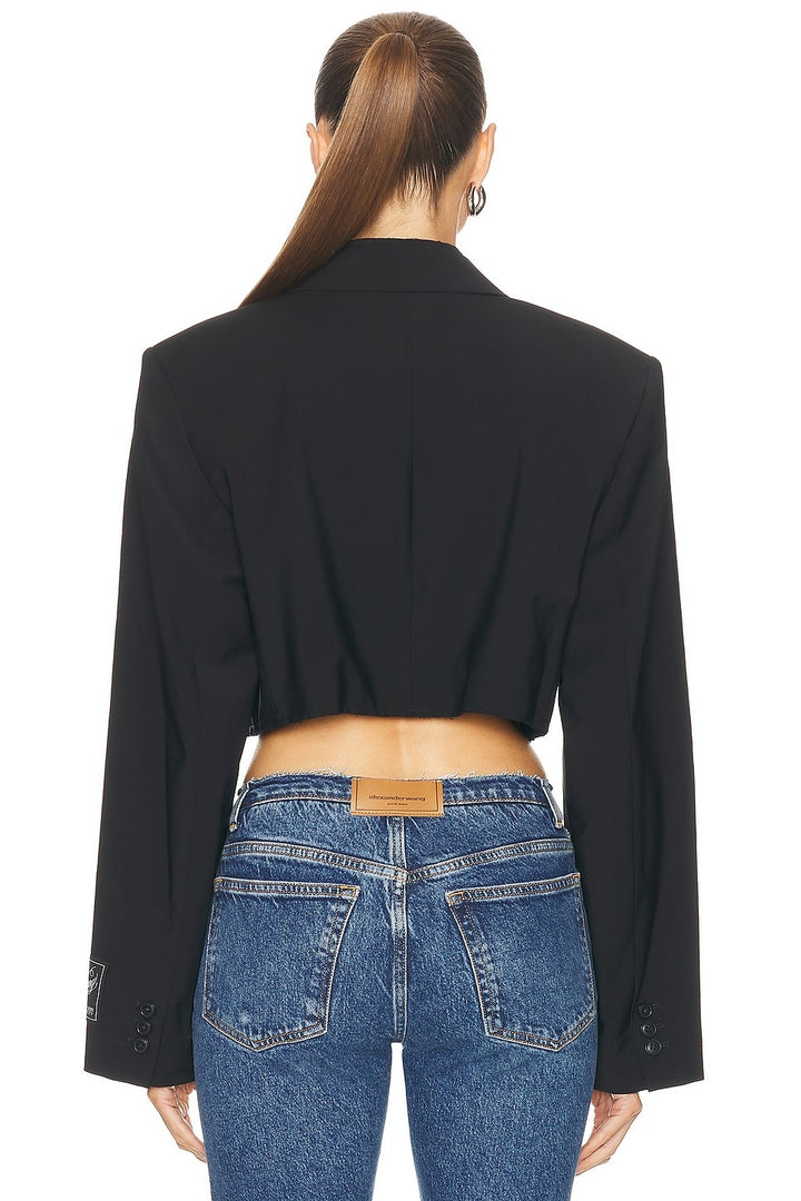 Black - Cropped Blazer - GLAM MODA