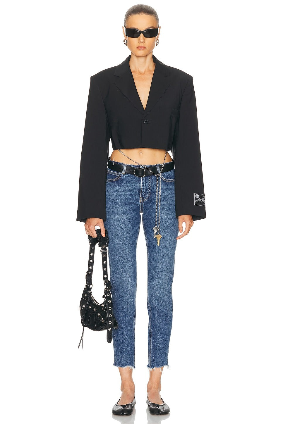 Black - Cropped Blazer - GLAM MODA