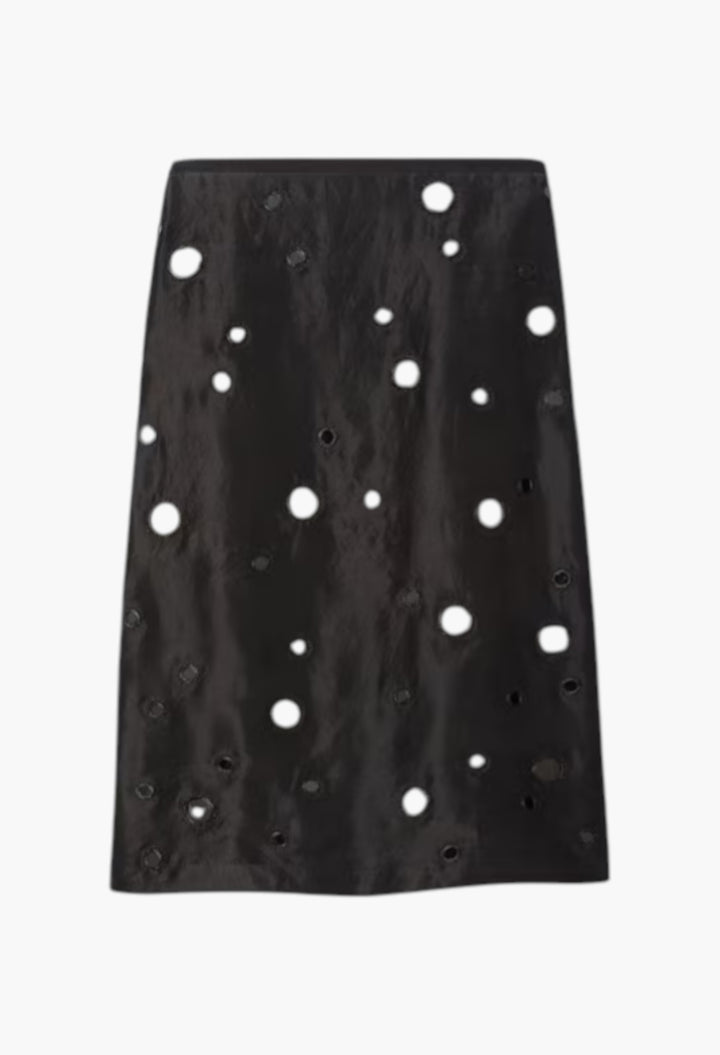 Black - Embellished Mirror Skirt - GLAM MODA
