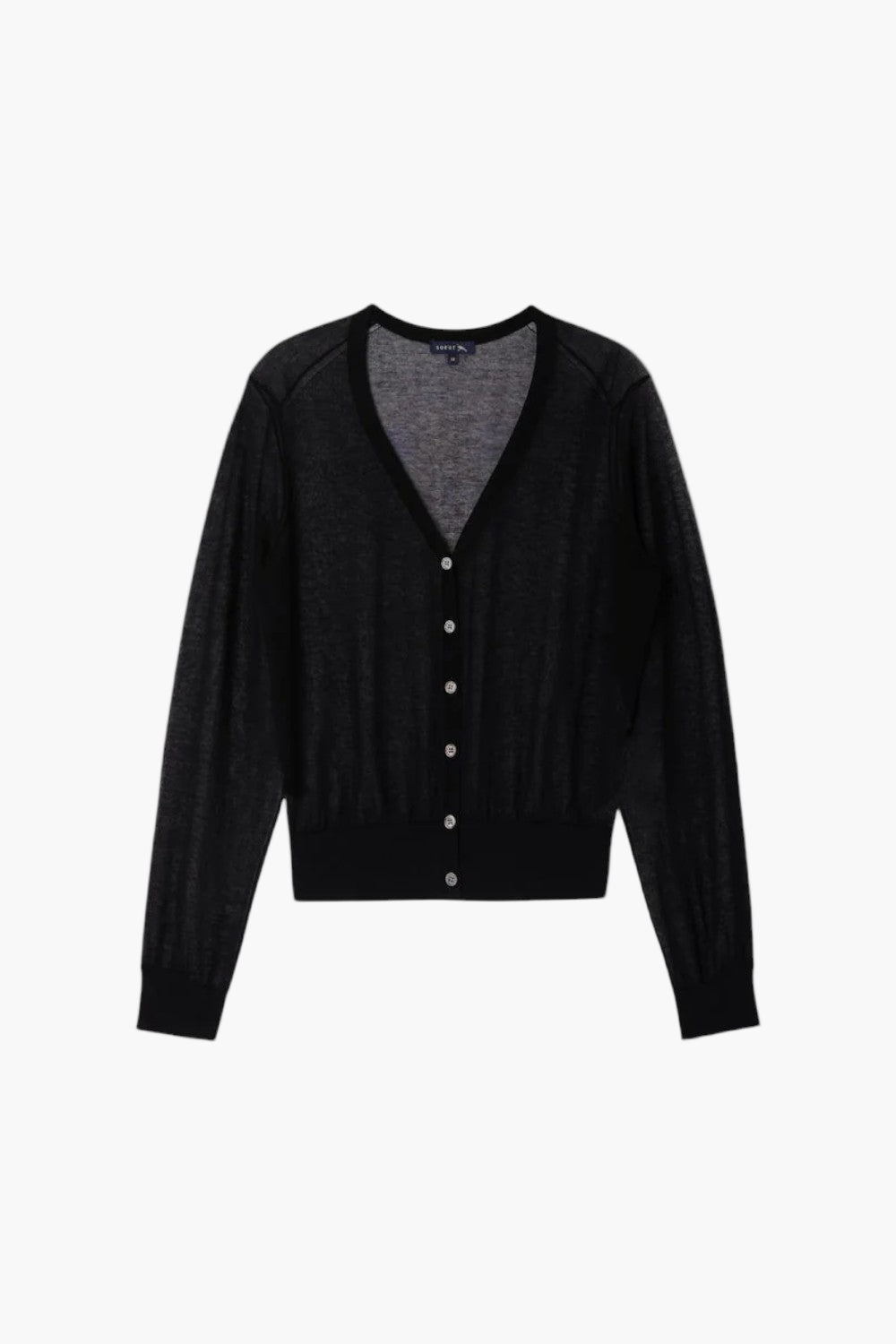 Black - Etretat Cardigan  Sheer Knit Cardigan - GLAM MODA