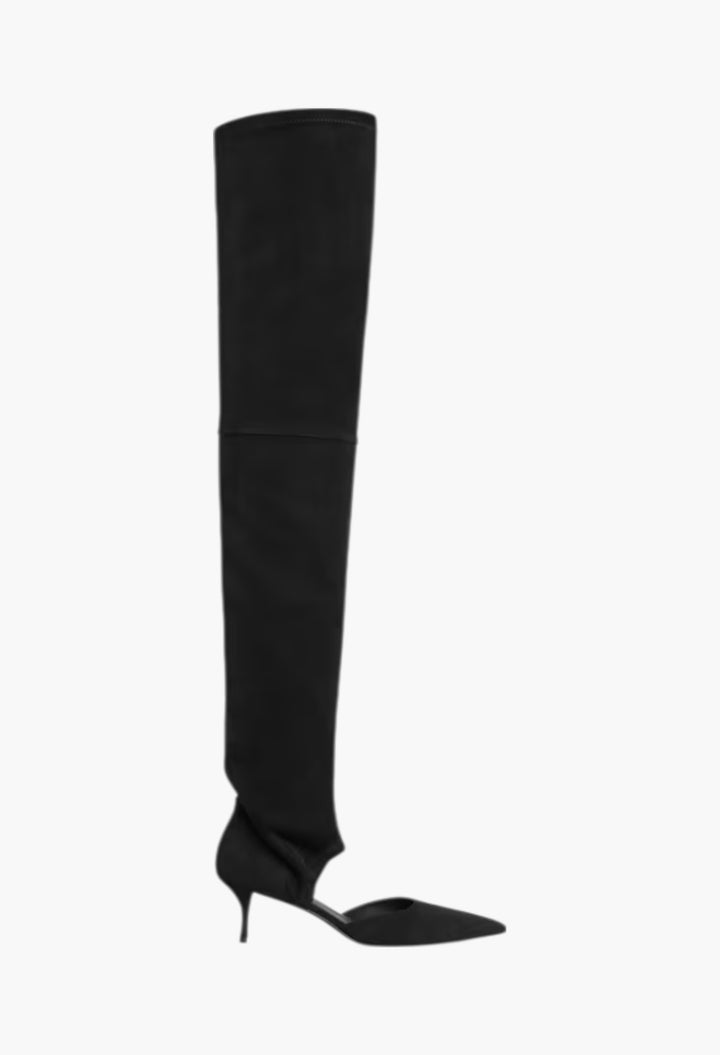 Black - High Boots In Stretch Suede - GLAM MODA