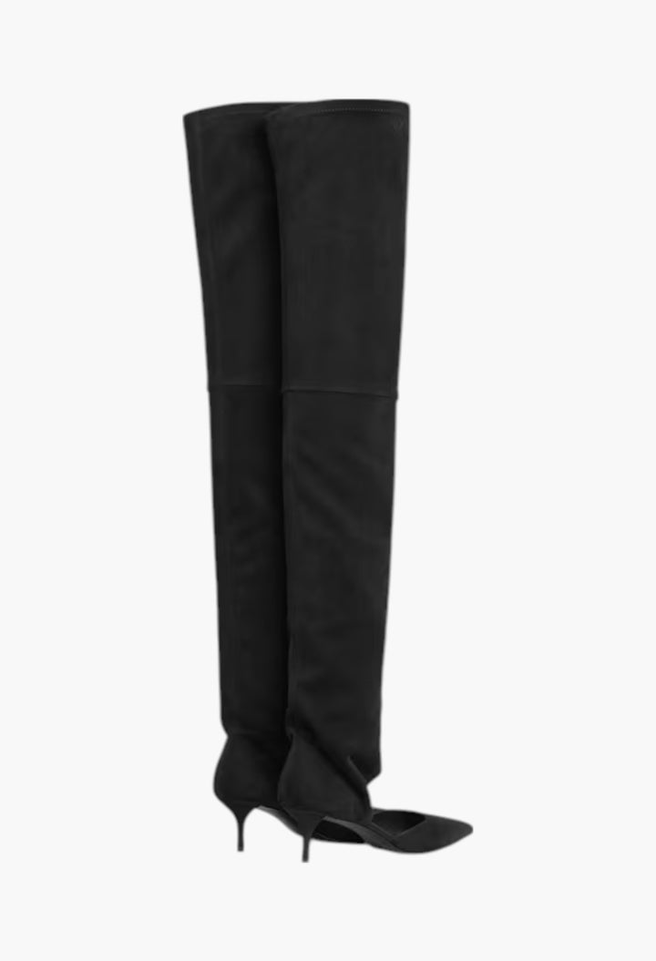Black - High Boots In Stretch Suede - GLAM MODA
