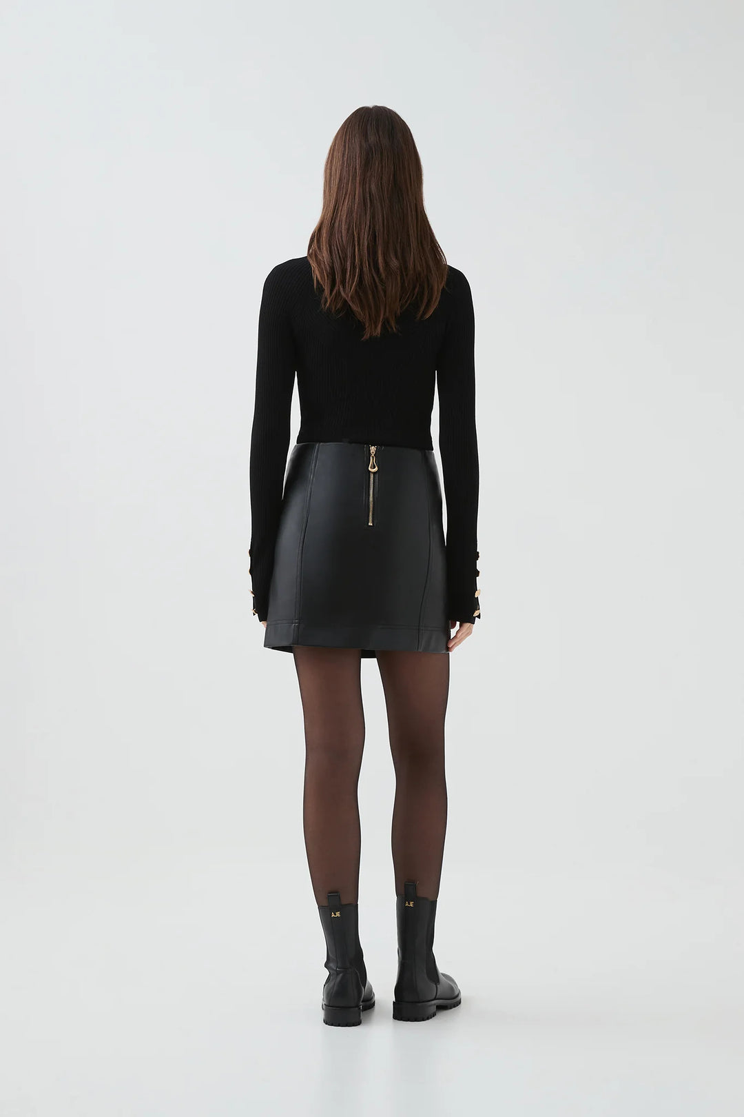 Black - Illusion Hardware Mini Skirt - GLAM MODA