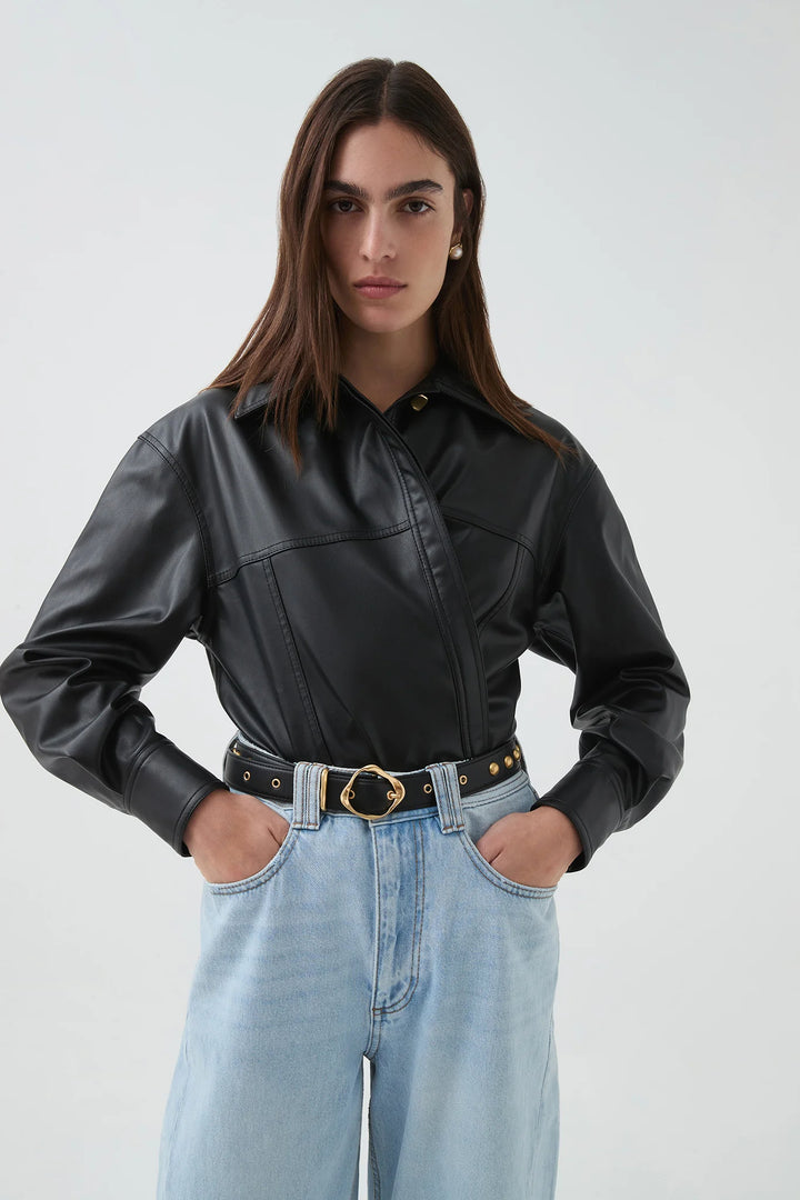 Black - Illusion Hardware Shirt - GLAM MODA