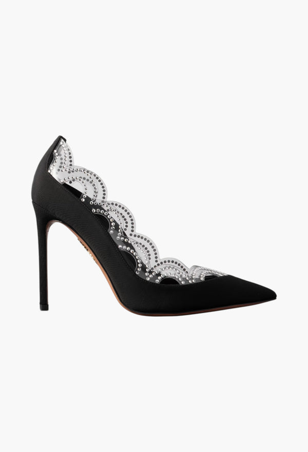 Black - Je T'Aime 105 Embellished PVC-Trimmed Grosgrain Pumps