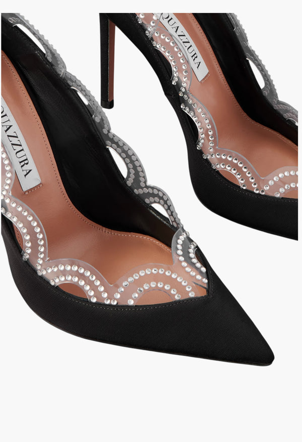 Black - Je T'Aime 105 Embellished PVC-Trimmed Grosgrain Pumps