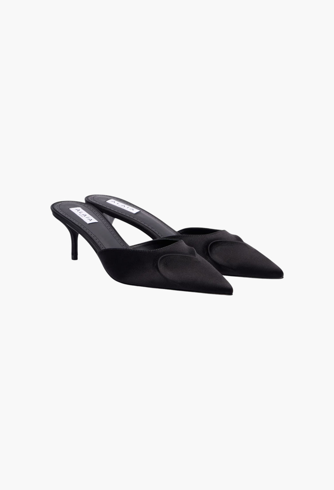 Black - Le Cœur 3D 55 Satin Mules - GLAM MODA