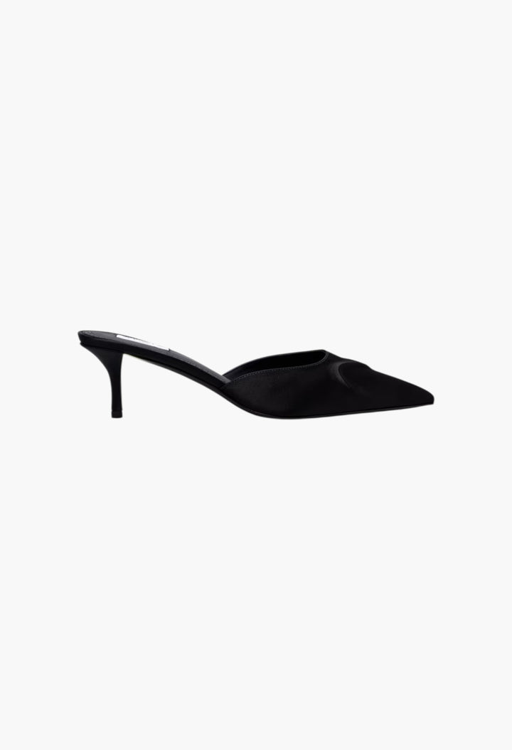 Black - Le Cœur 3D 55 Satin Mules - GLAM MODA