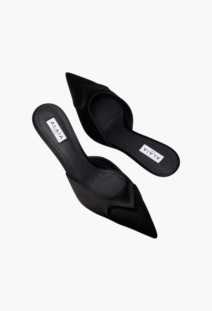 Black - Le Cœur 3D 55 Satin Mules - GLAM MODA