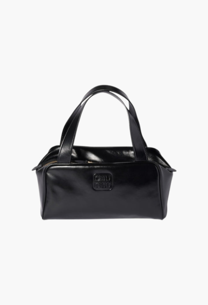 Black - Leather Top-Handle Bag - GLAM MODA