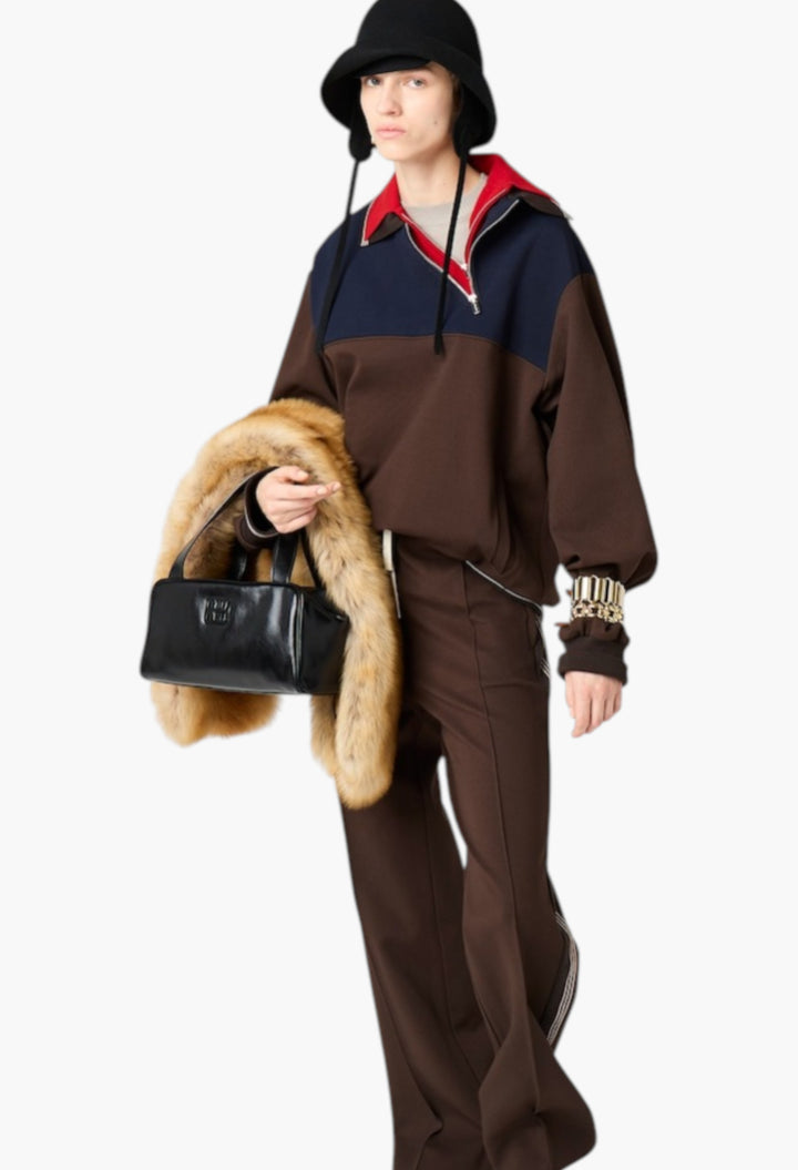 Black - Leather Top-Handle Bag - GLAM MODA