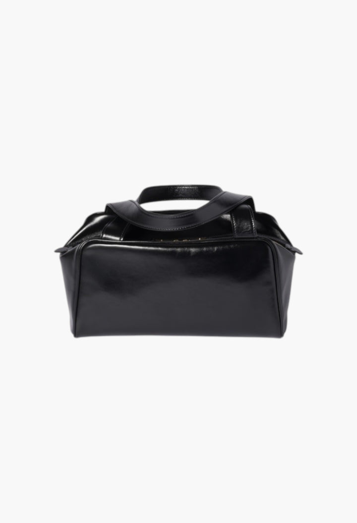 Black - Leather Top-Handle Bag - GLAM MODA