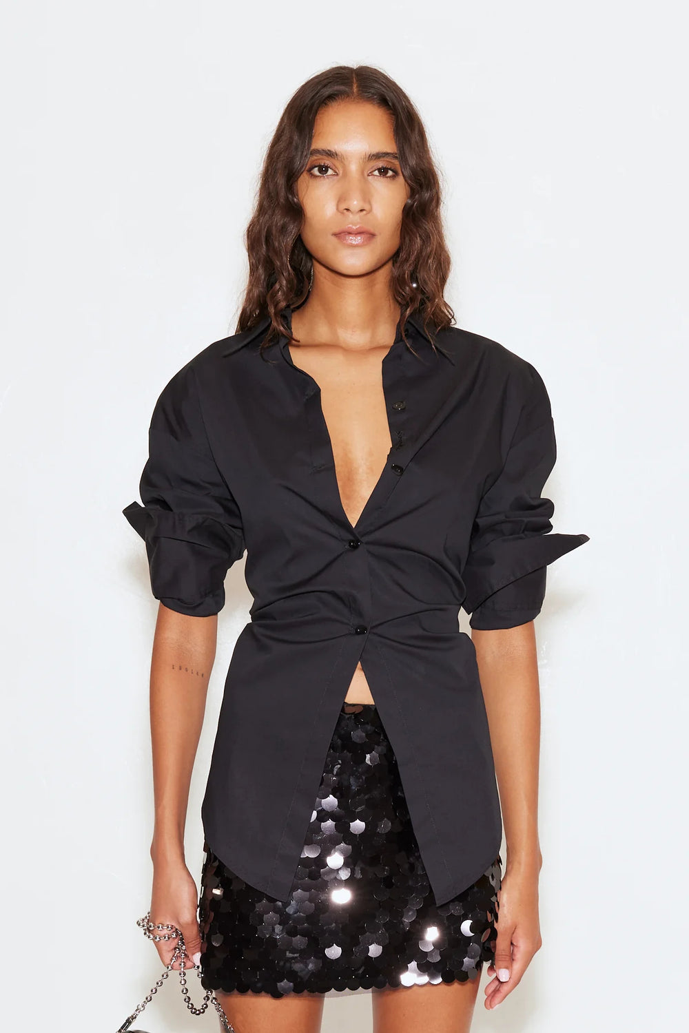 Black - Loch Poplin Button Up - GLAM MODA