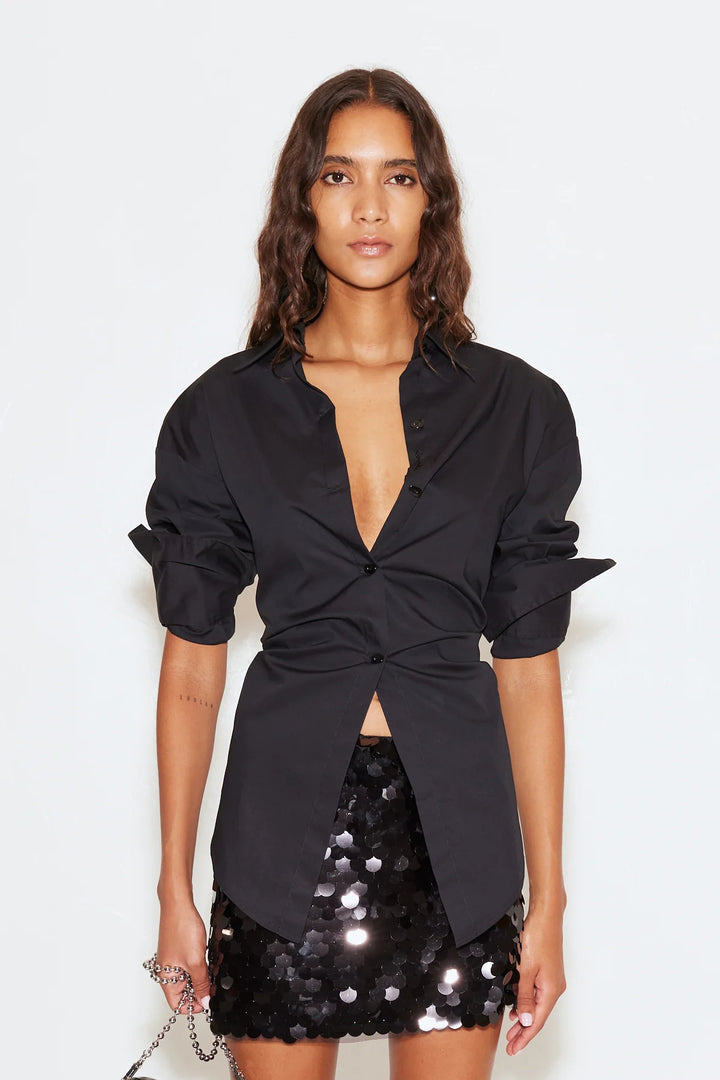 Black - Loch Poplin Button Up - GLAM MODA