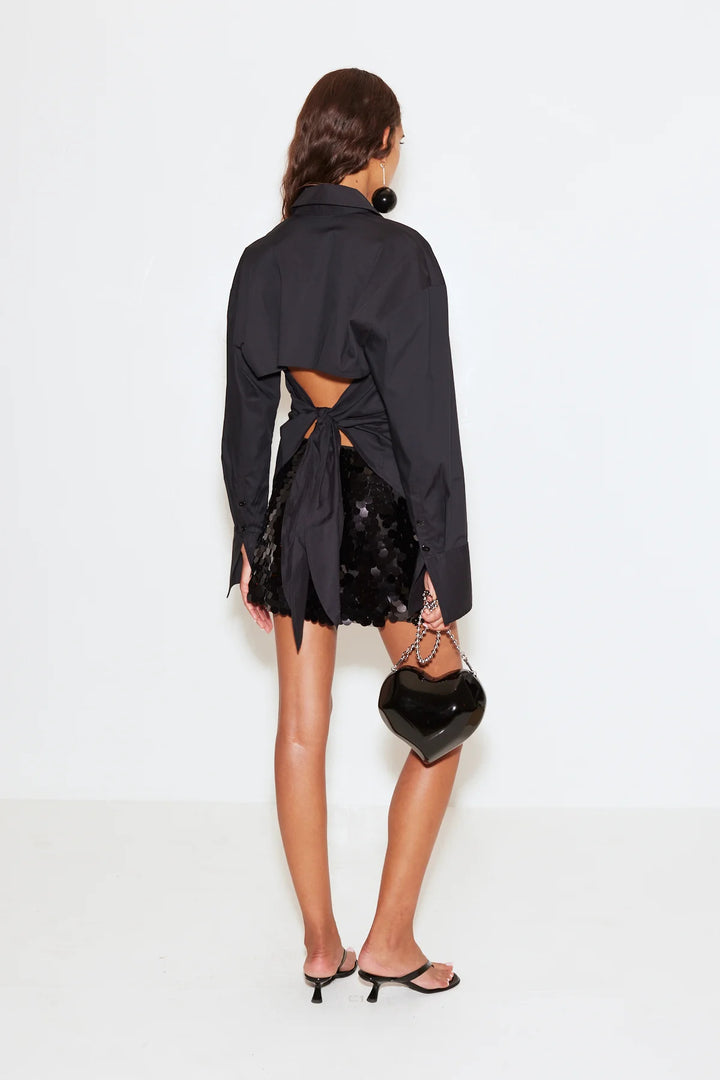 Black - Loch Poplin Button Up - GLAM MODA