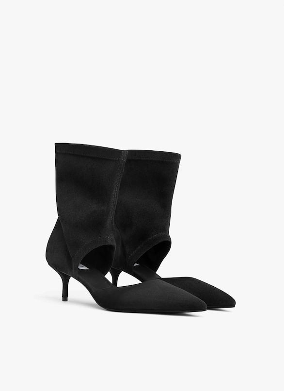 Black - Low Boots In Stretch Suede - GLAM MODA